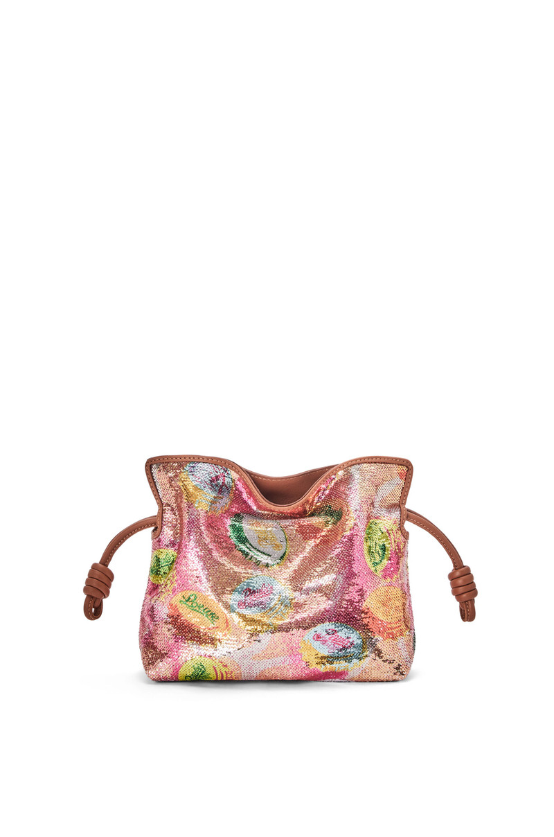 Mini Flamenco clutch in sequins and classic calfskin 1