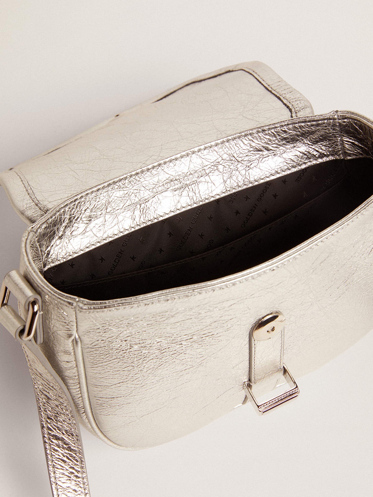 Small Rodeo Bag in silver laminated leather - 4