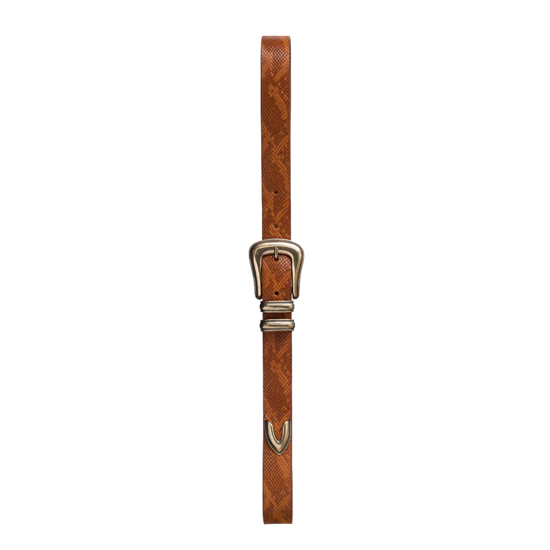 Western Faux Reptile Cognac - 2