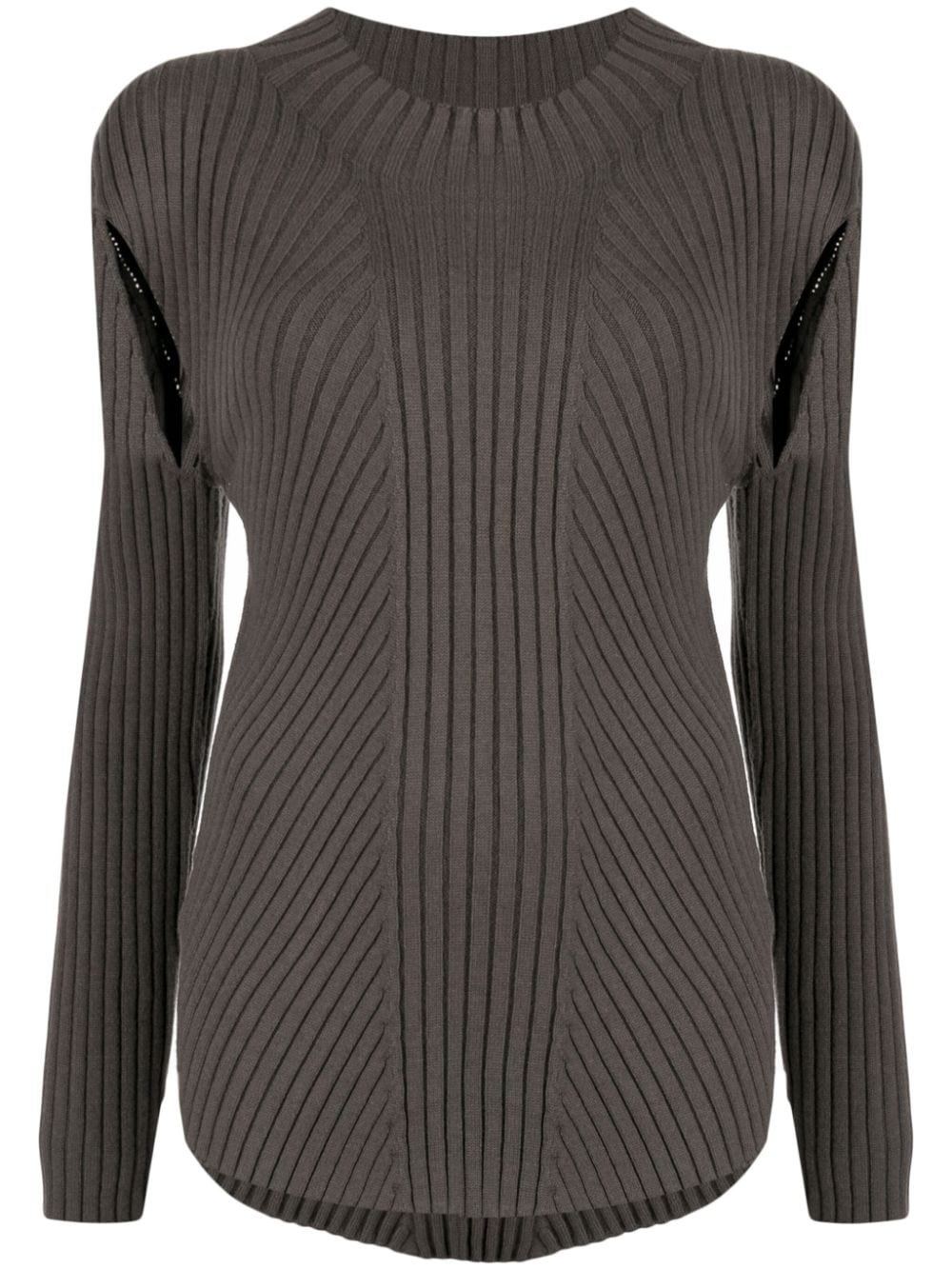 cut-out detailing ribbed-knit jumper - 1