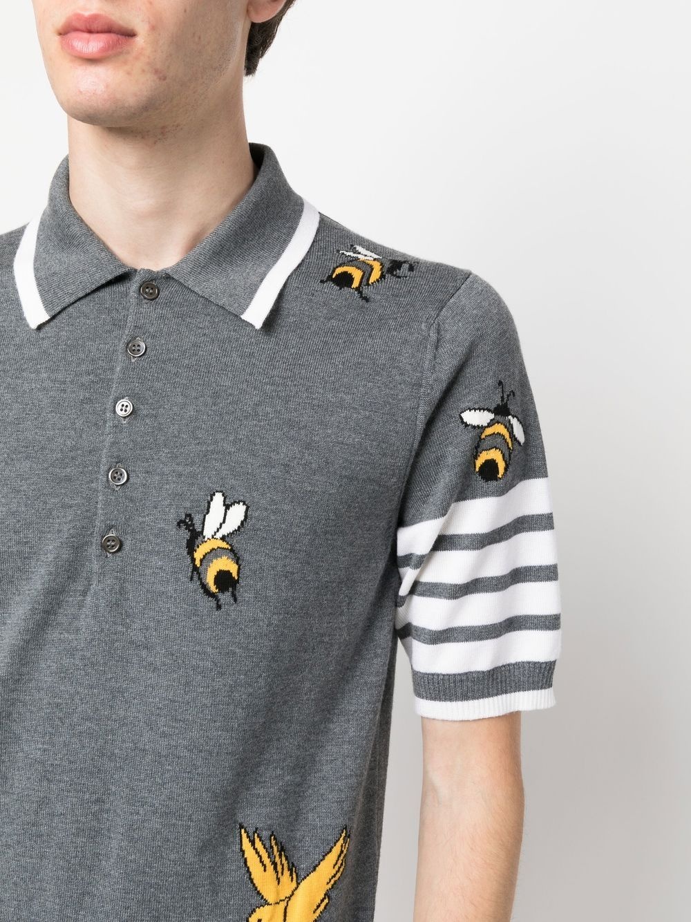 4-Bar intarsia-knit polo shirt - 5
