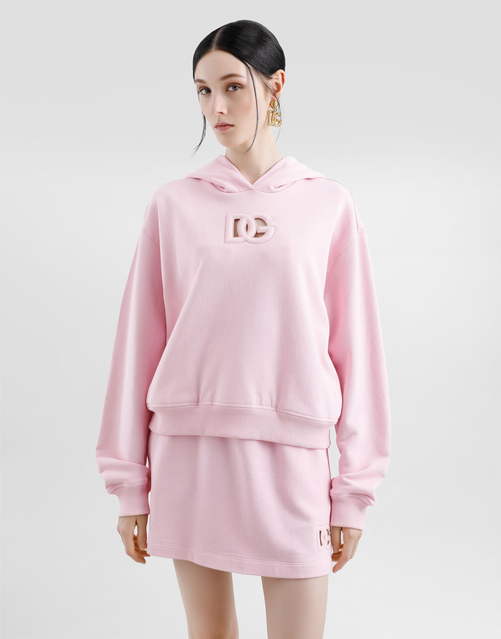 Jersey hoodie with raised DG embroidery - 4