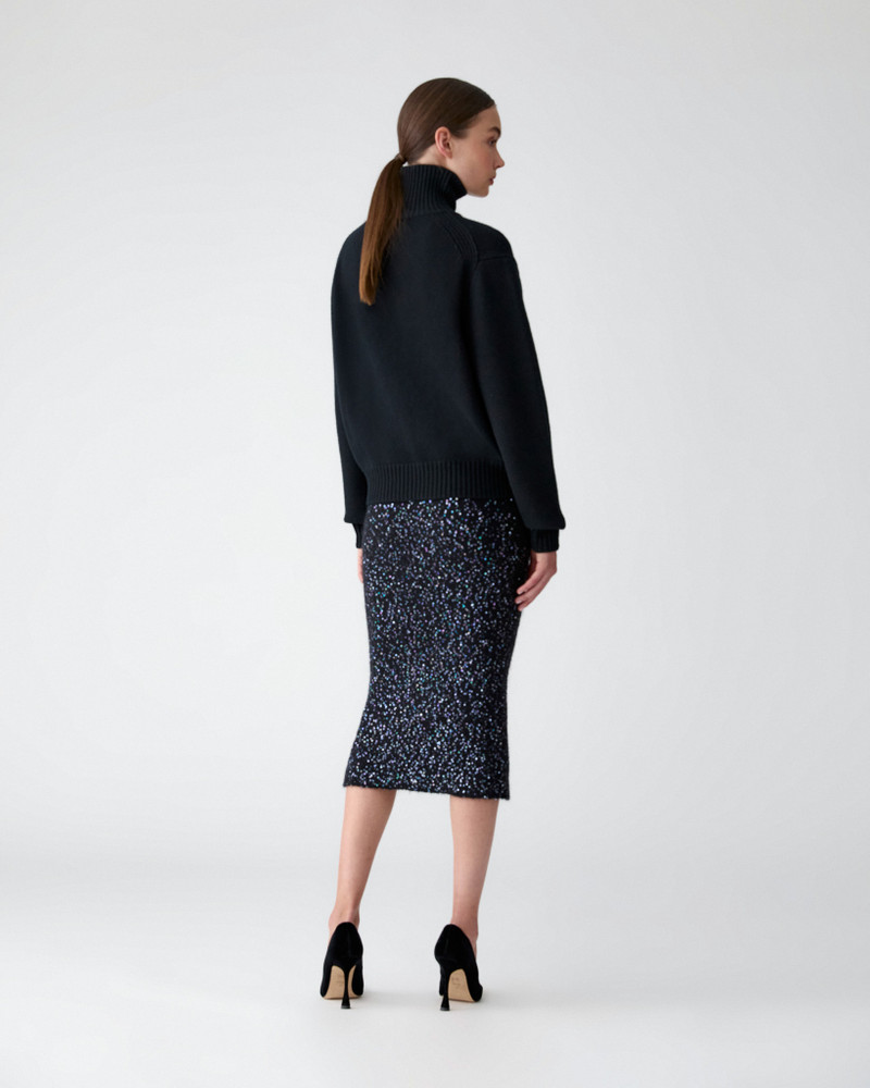 Knit Midi Pencil Skirt with Sequins 3