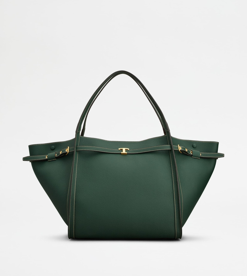 SHOPPING BAG IN LEATHER MEDIUM - GREEN 1