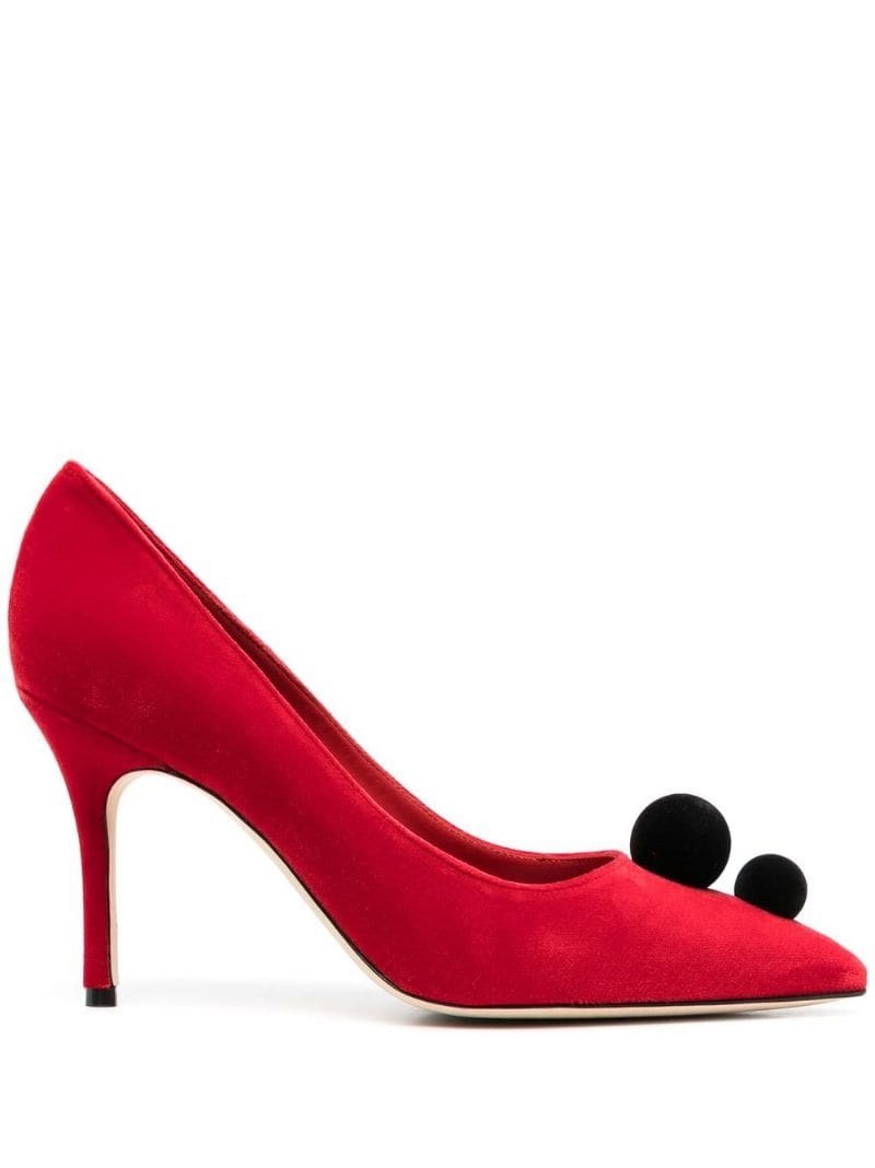 Piera pompom-embellished 100mm pumps - 1