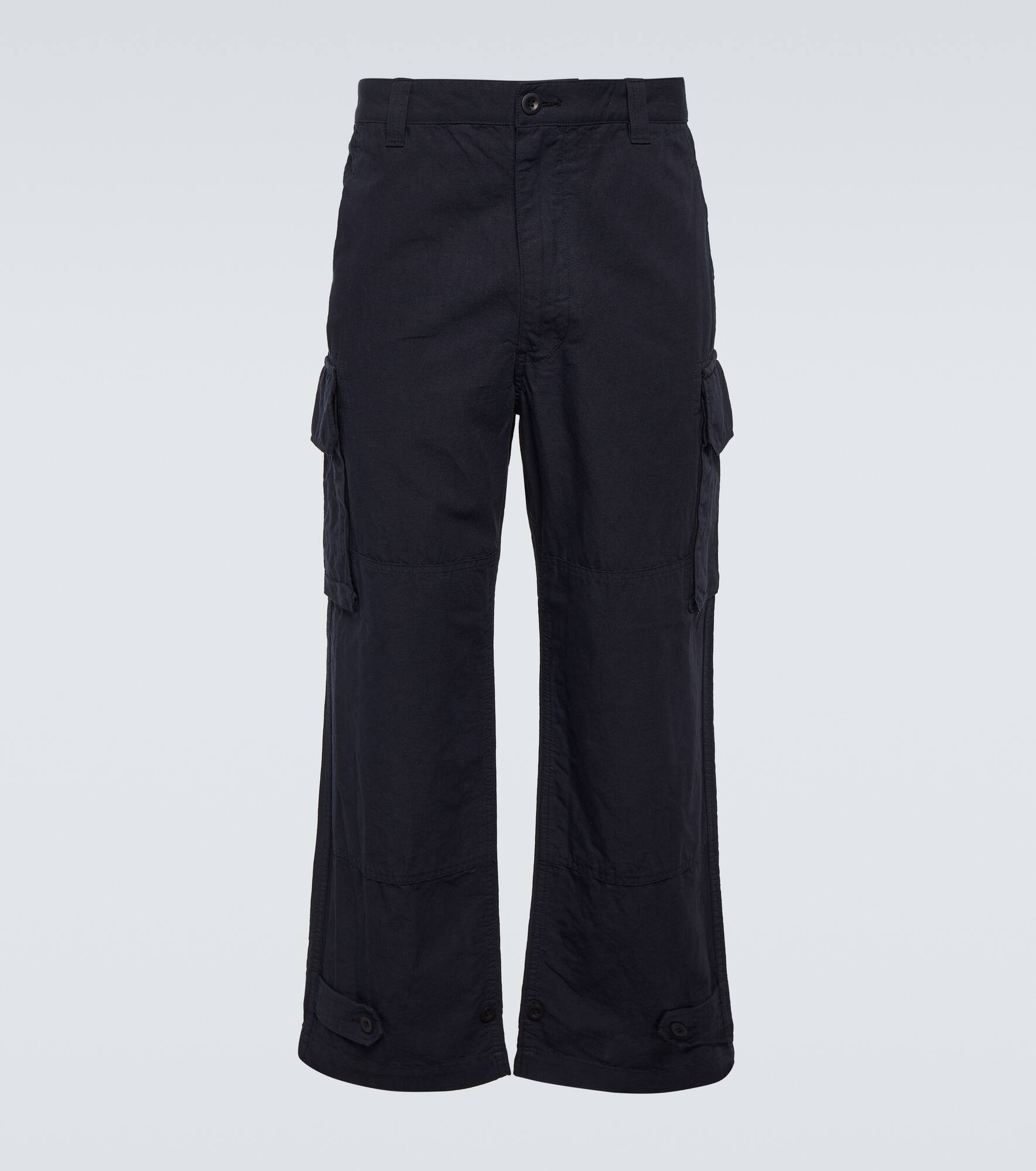 Cotton and linen cargo pants - 1