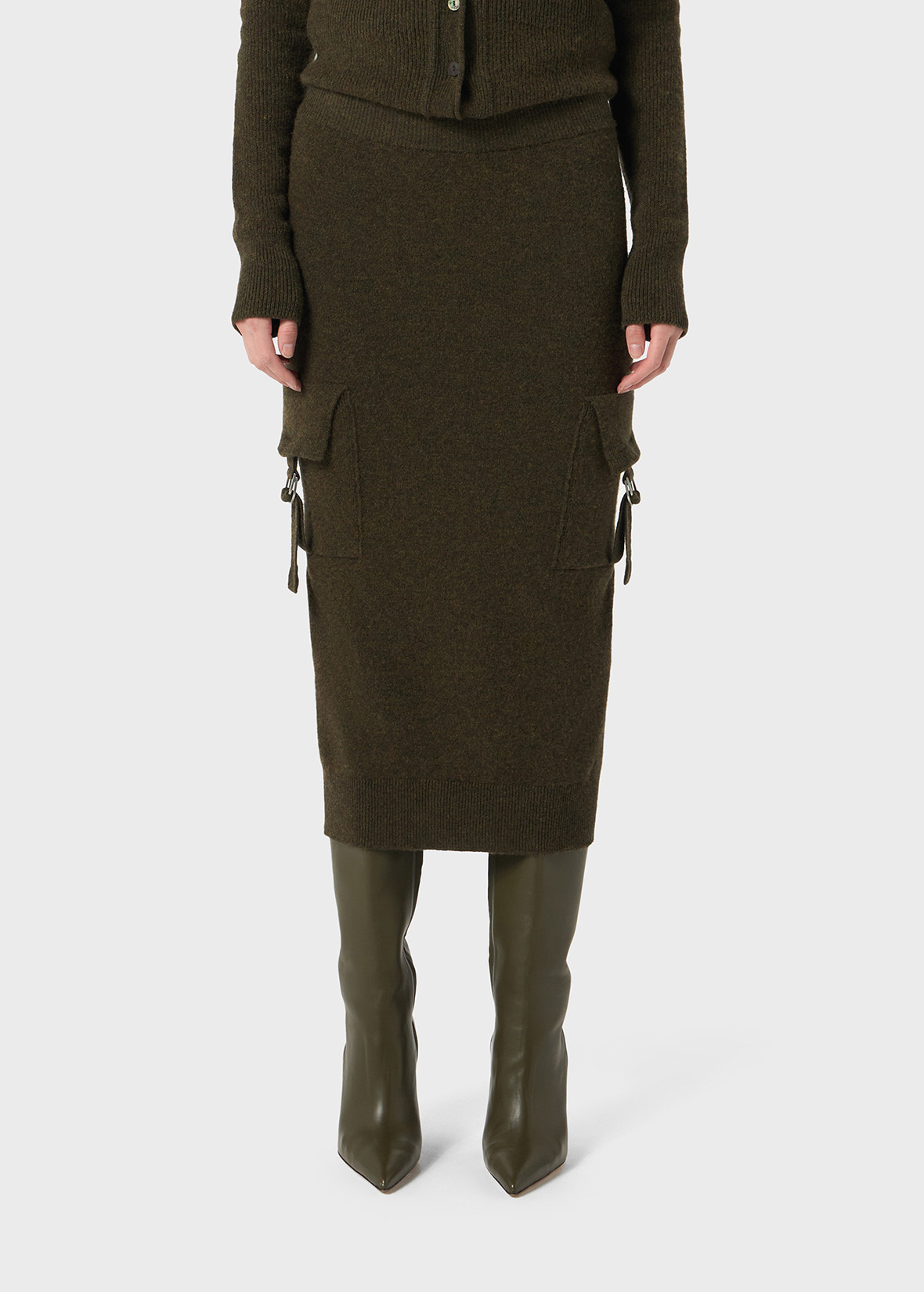MIDI KNIT SKIRT WITH CARGO POCKETS - 3