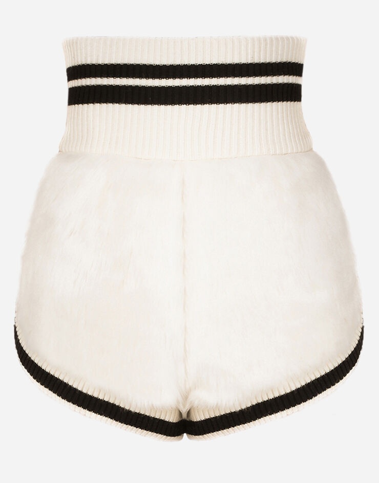 Faux fur shorts with contrasting trims - 3