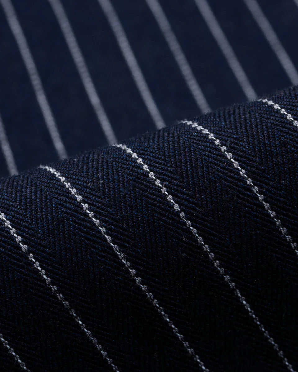 IHSH-424-IND 8.5oz Herringbone Stripe Western Shirt - Indigo - 8