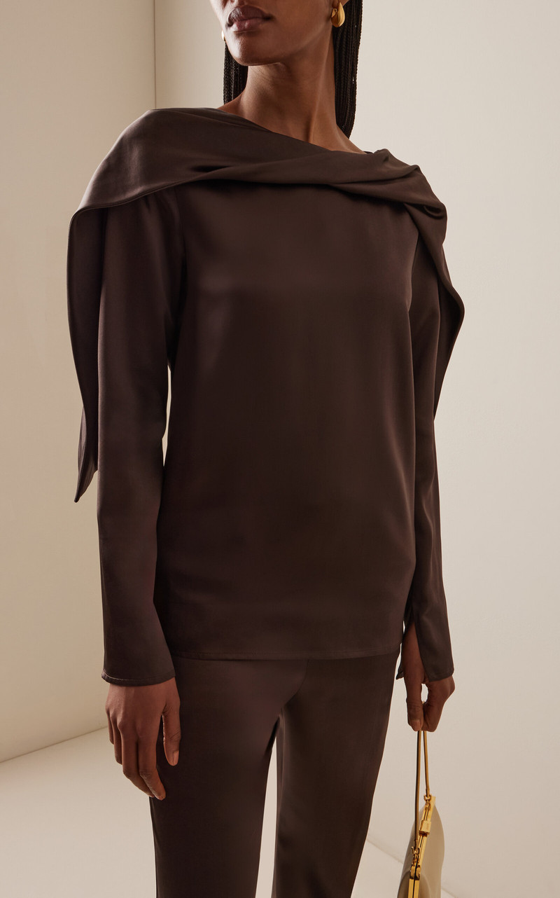 TOVE Caris Draped Satin Top brown outlook
