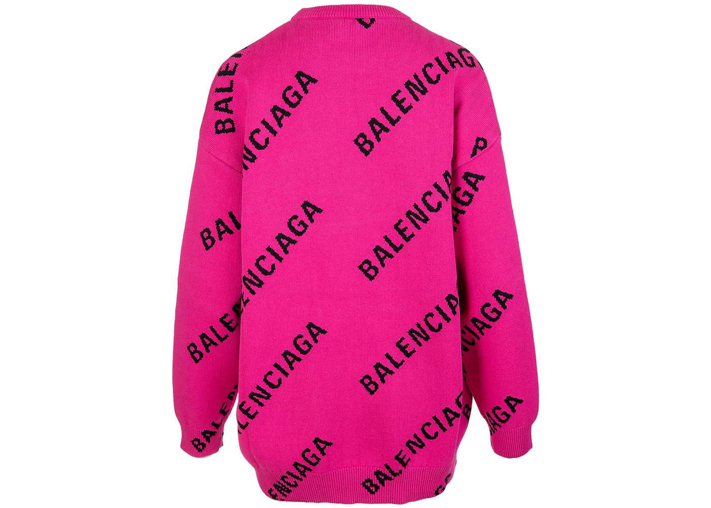 Balenciaga Oversized Intarsia All Over Logo Crewneck Pink Black - 2