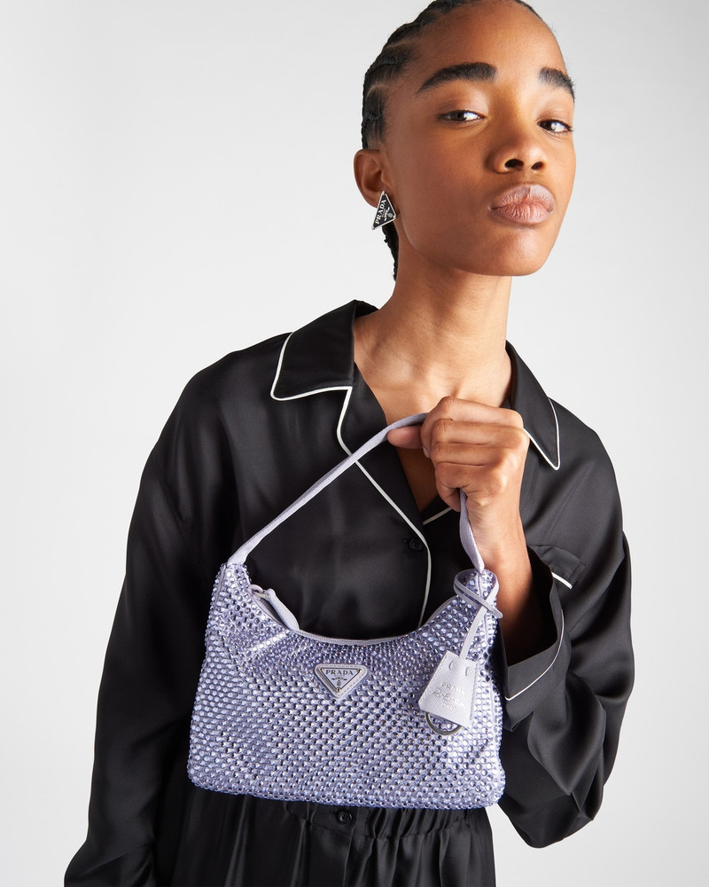 Satin mini-bag with artificial crystals 7