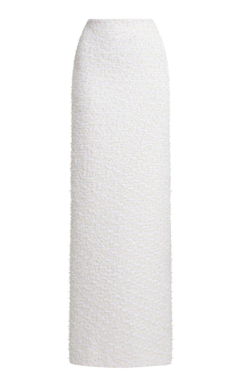Cotton Tweed Maxi Column Skirt white - 1
