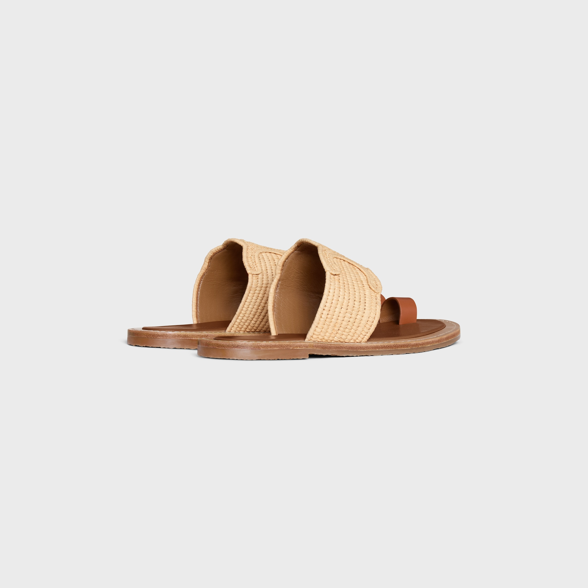 CELINE LYMPIA SANDAL IN RAFFIA AND CALFSKIN - 3