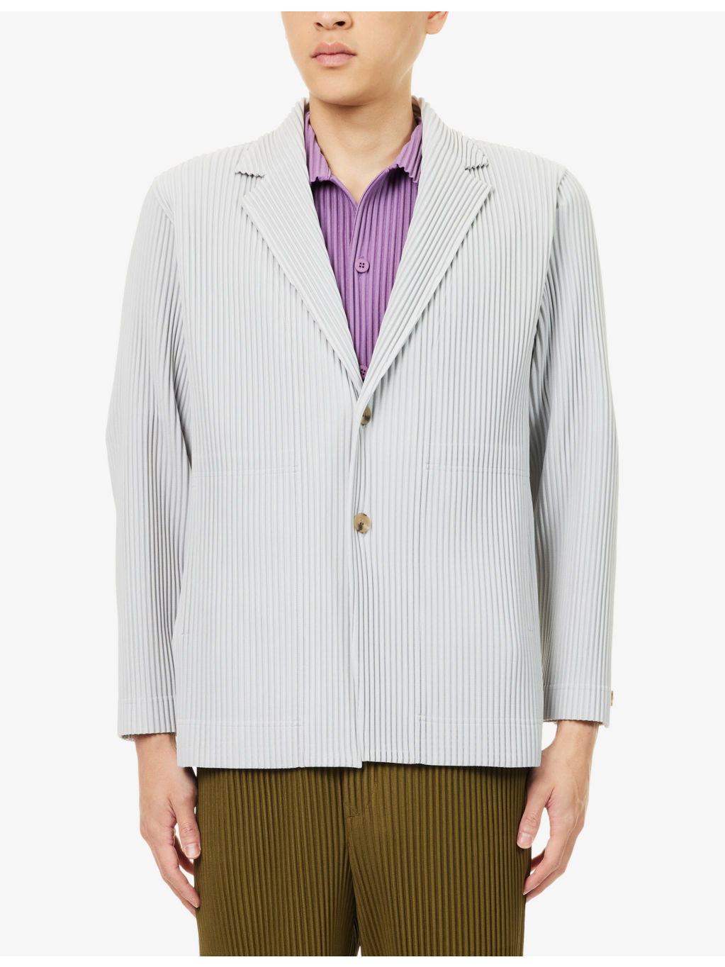Basics Notch-Lapel Slim-Fit Knitted Blazer - 3