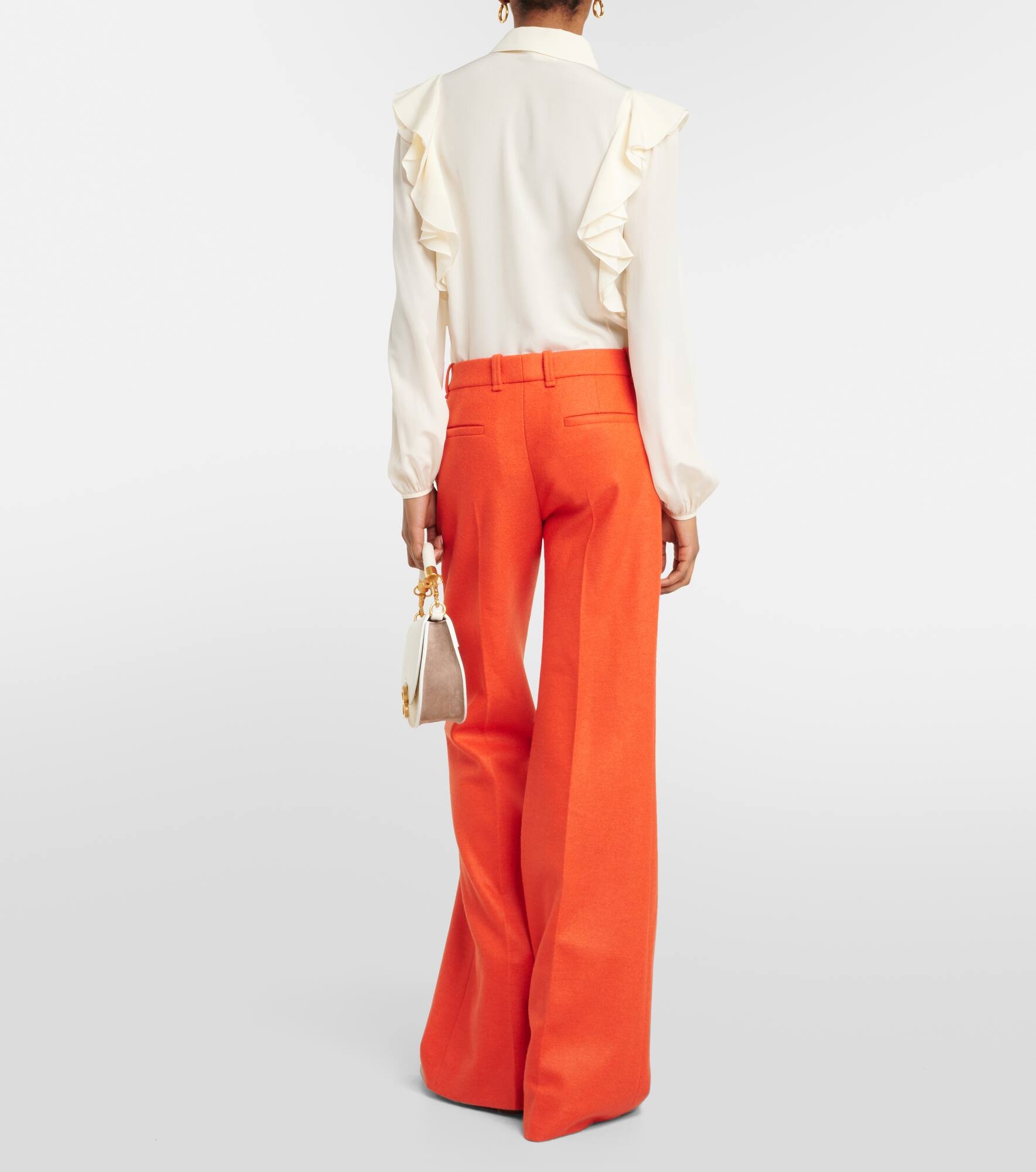 Felted wool and cashmere jersey flared pants - 3