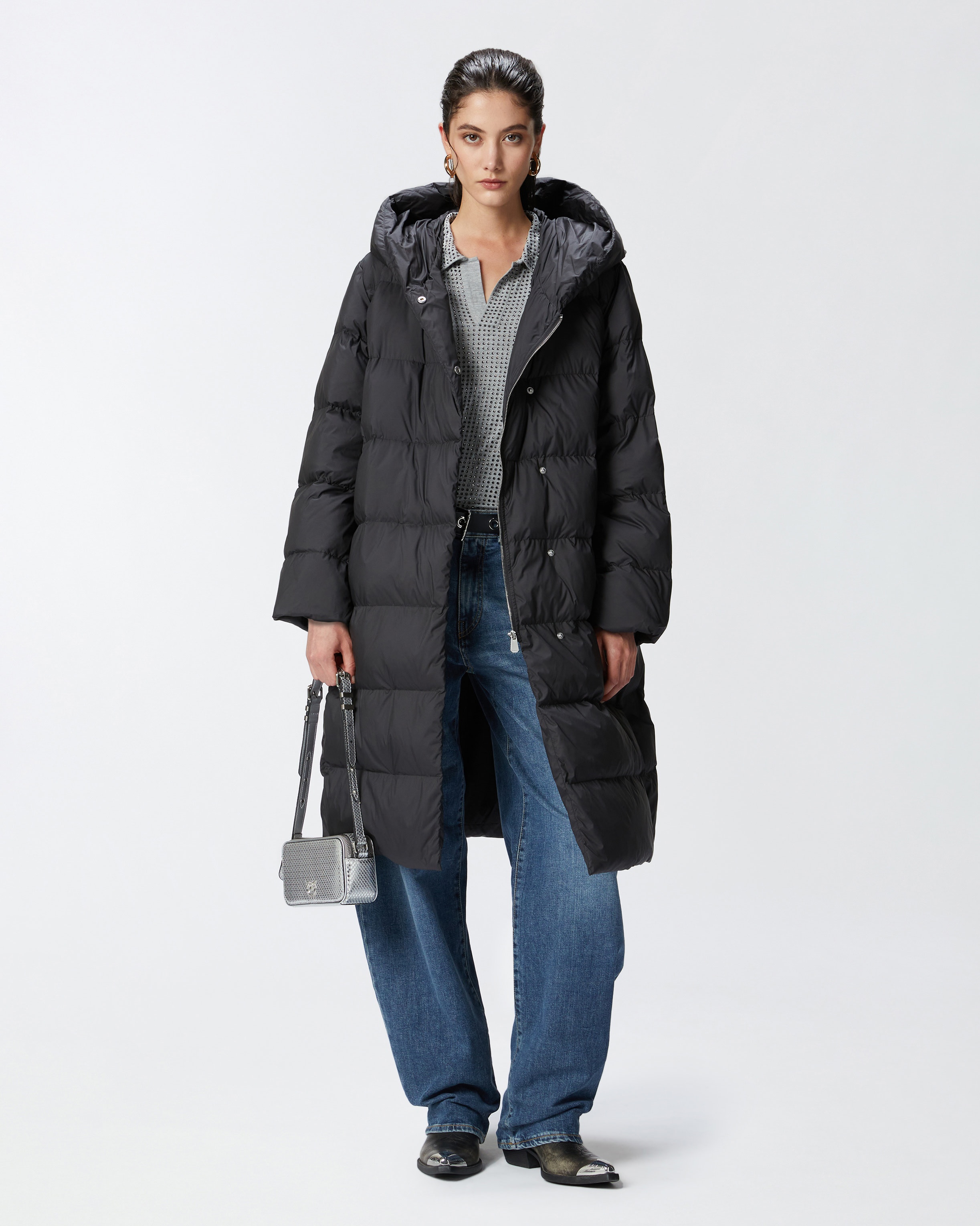 PADDED TECHNICAL CANVAS PEA COAT WITH BELT - 3