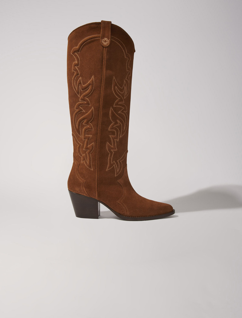 Suede cowboy boots 8
