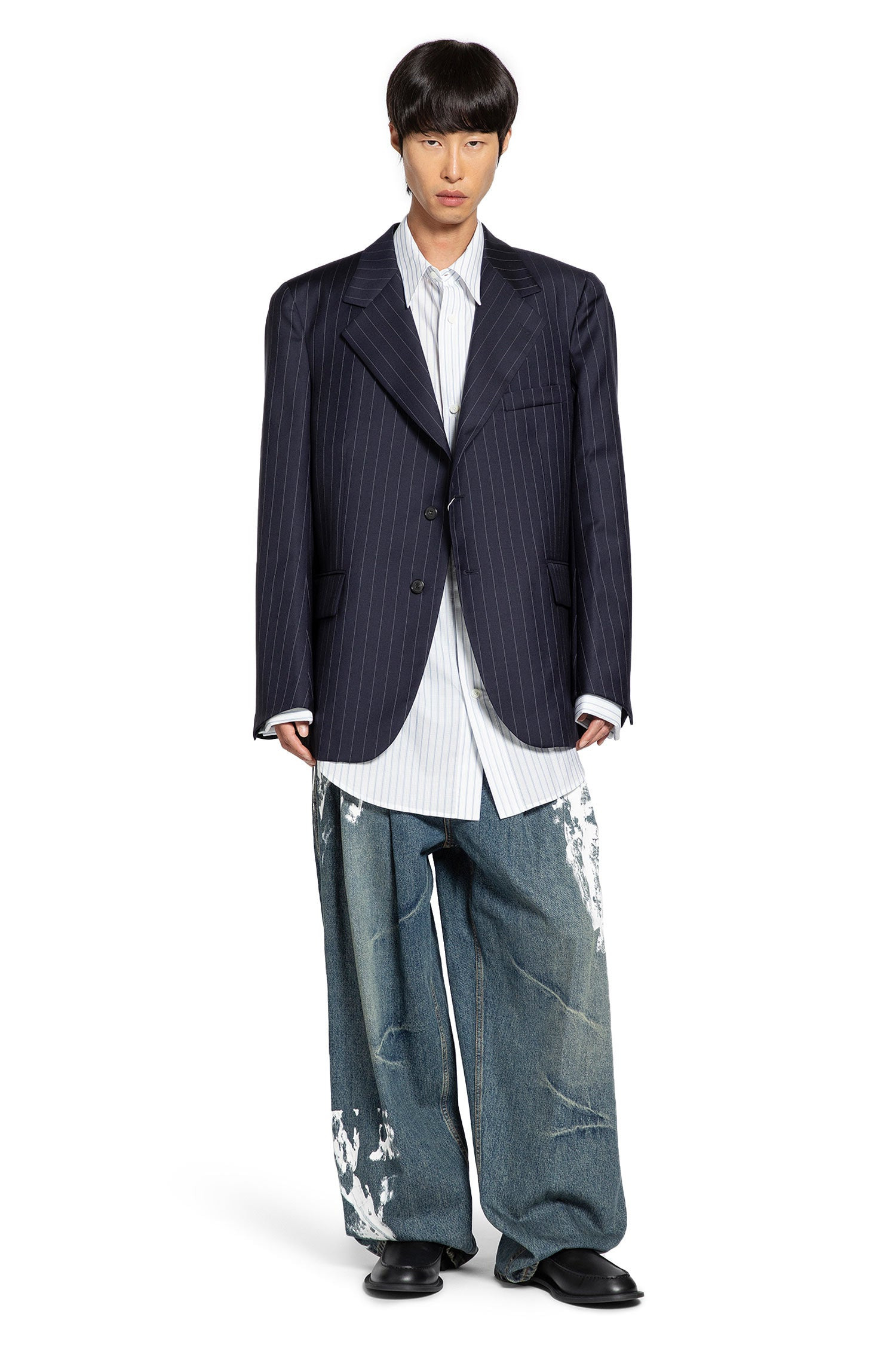 Pleated Jeans In Washed Denim - 6