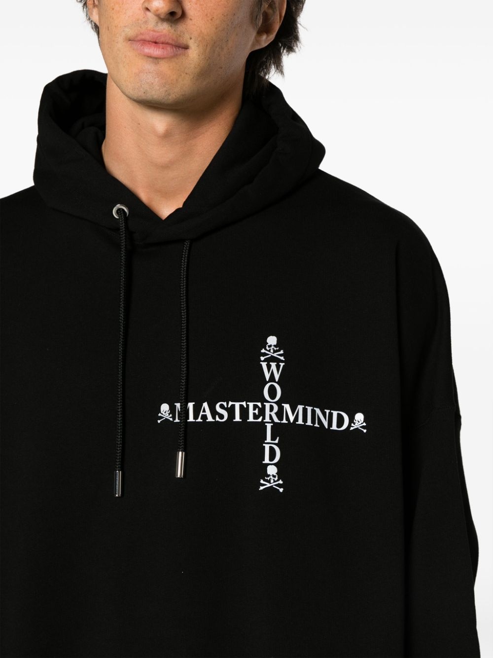 logo-print drawstring cotton hoodie - 5