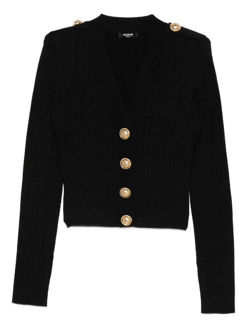 Balmain Ribbed Button-up Cardigan 1
