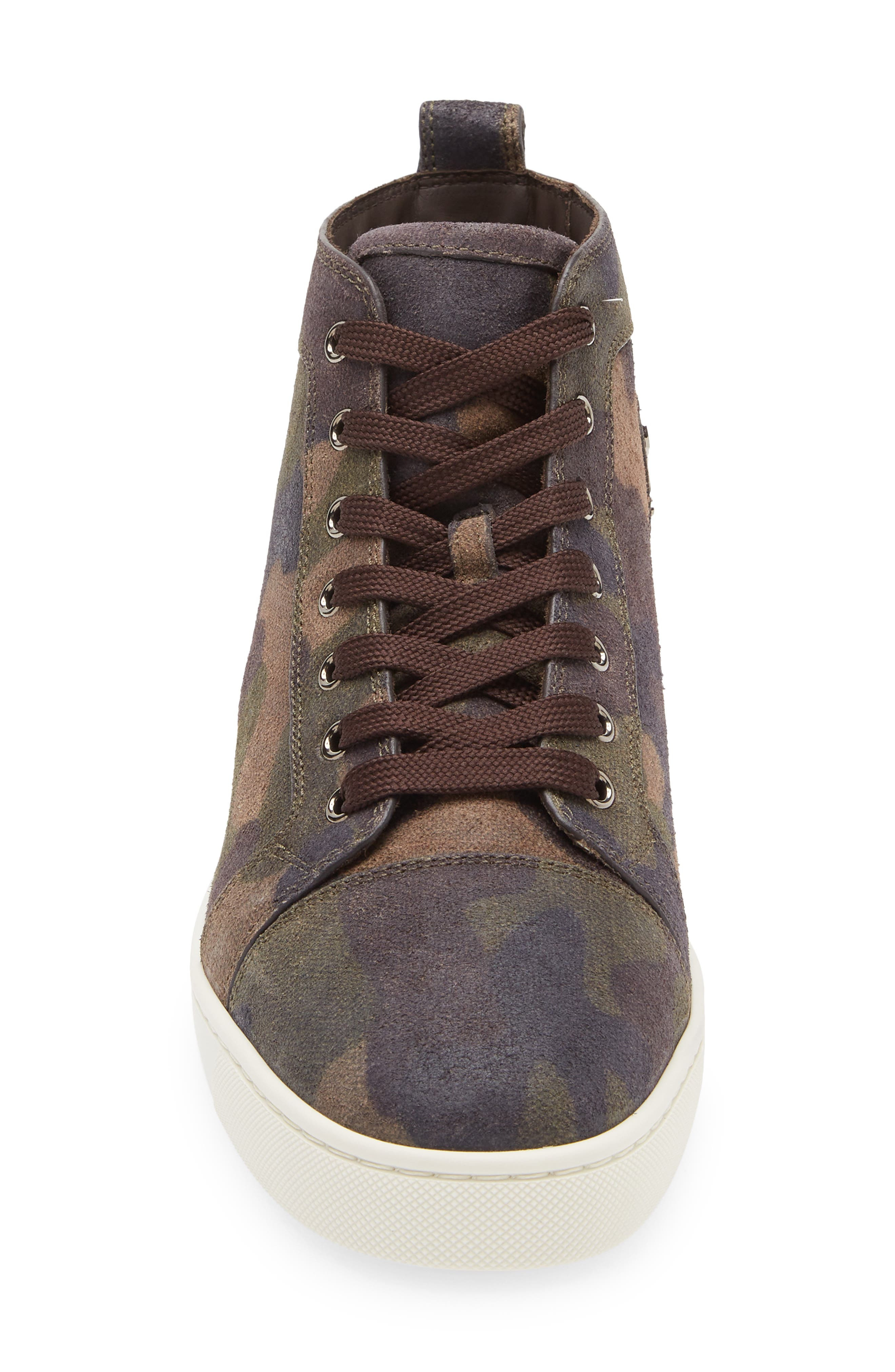 Christian Louboutin Louis Crosta Camouflage High Top Sneaker in Cafe/Green at Nordstrom - 4