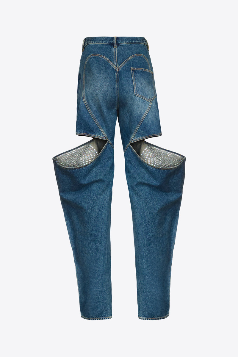 AREA CRYSTAL EMBELLISHED SLIT JEAN outlook