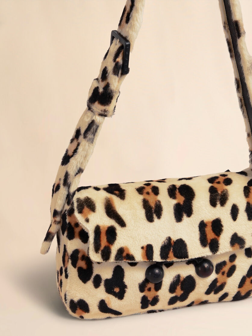 SHEARLING ANIMAL PRINT TRUNKAROO SOFT MEDIUM SHOULDER BAG - 4