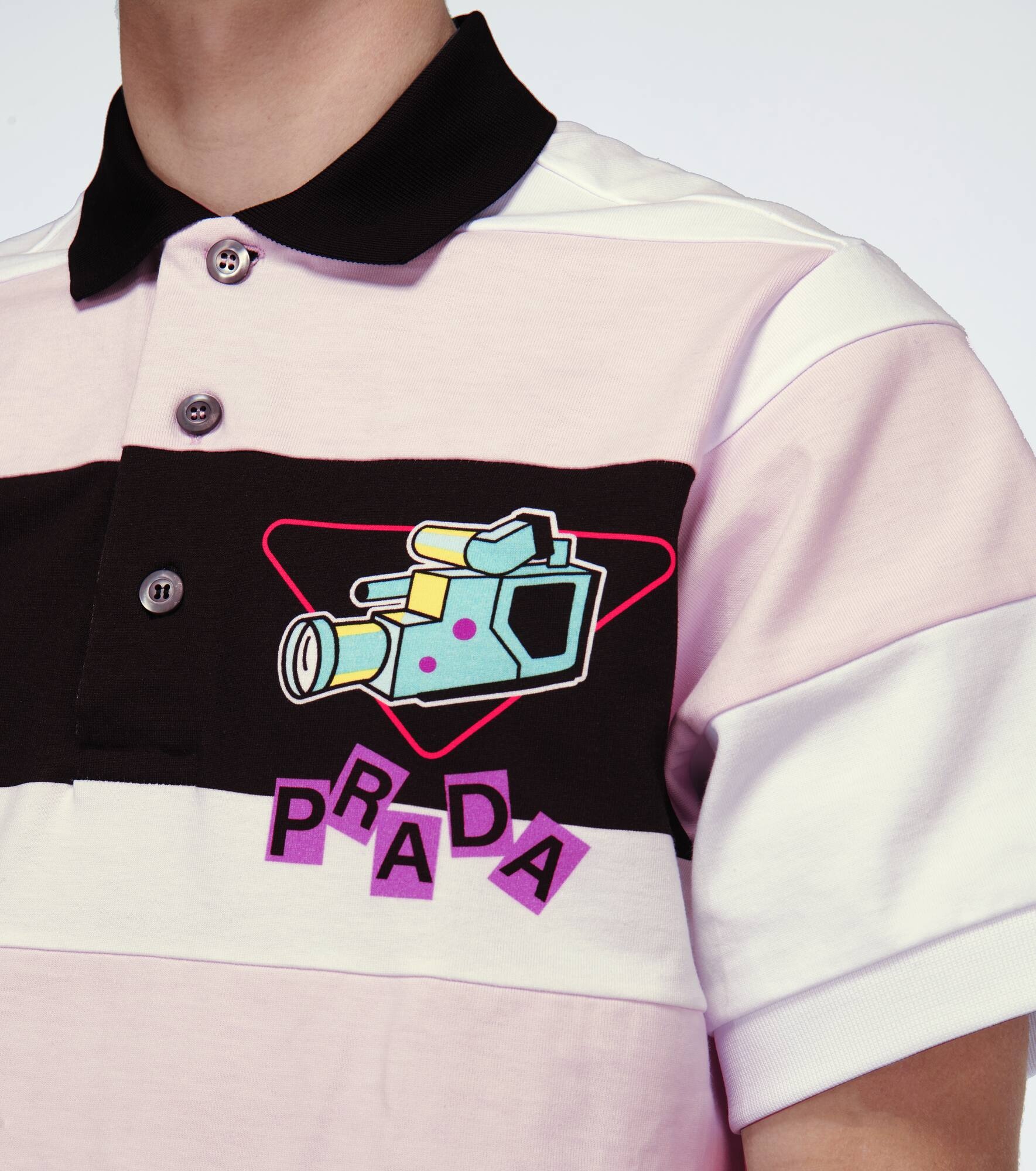 Camera print striped polo shirt - 5