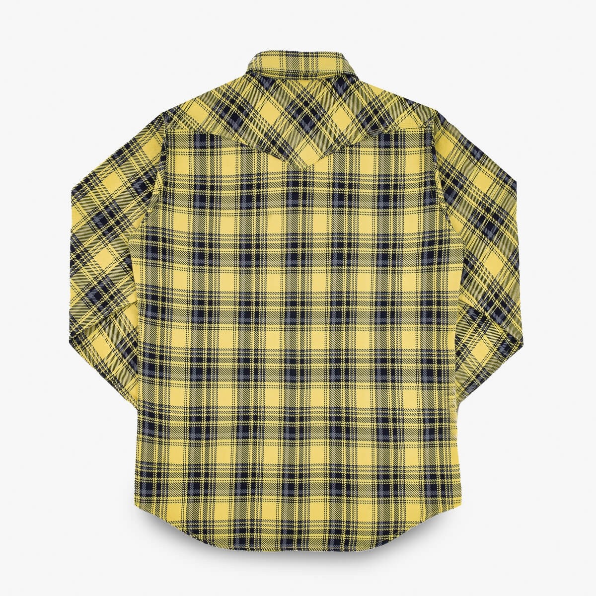 IHSH-411-YEL 9oz Selvedge Indigo Check Flannel Western Shirt Yellow - 8