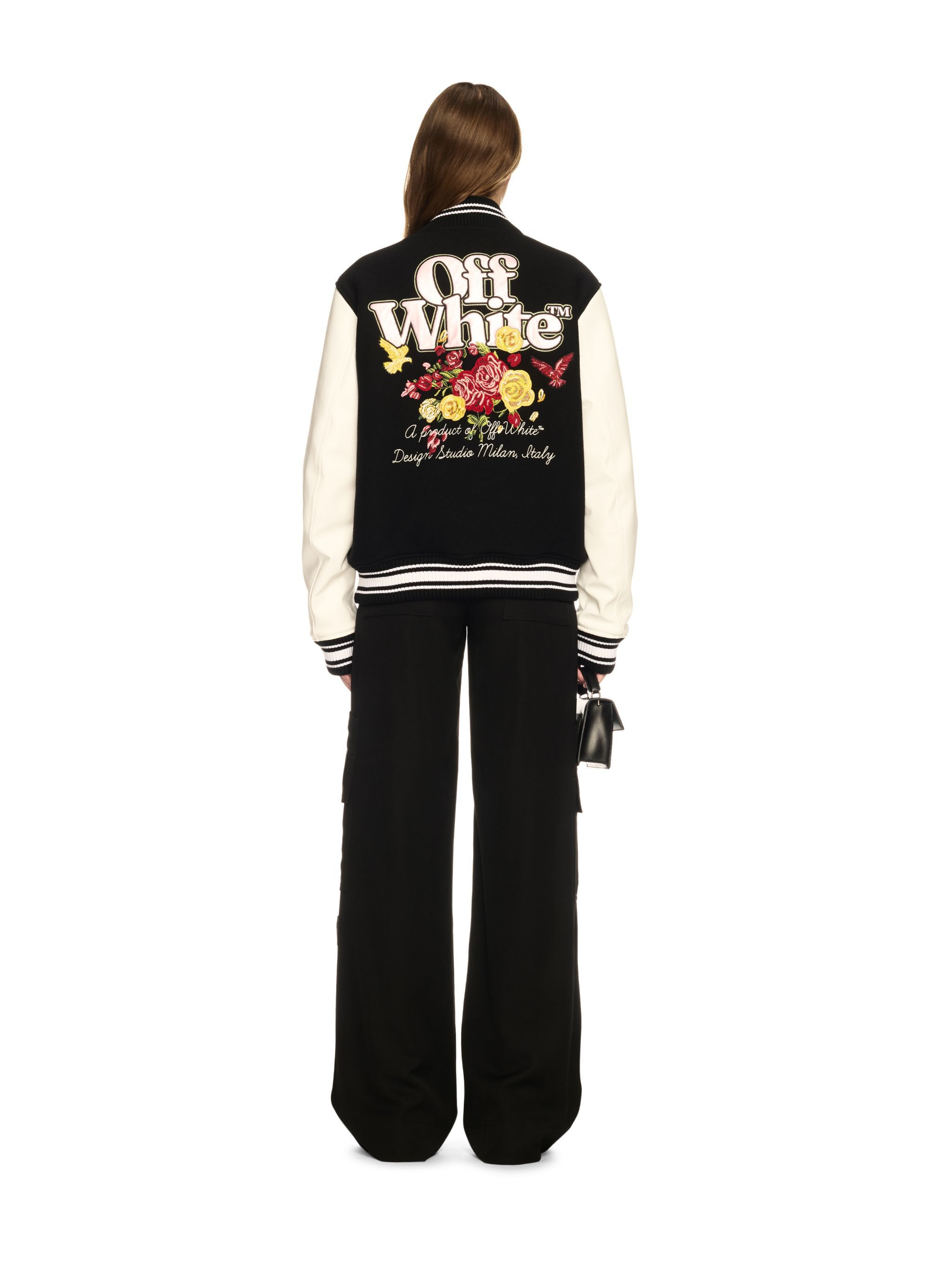 Black Flowers Varsity Jacket - 4