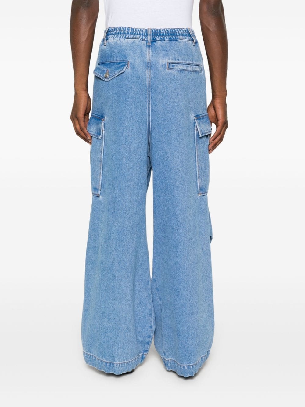 logo-embroidered cargo jeans - 4