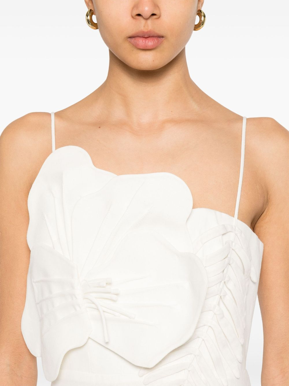 floral-appliqué midi dress - 5