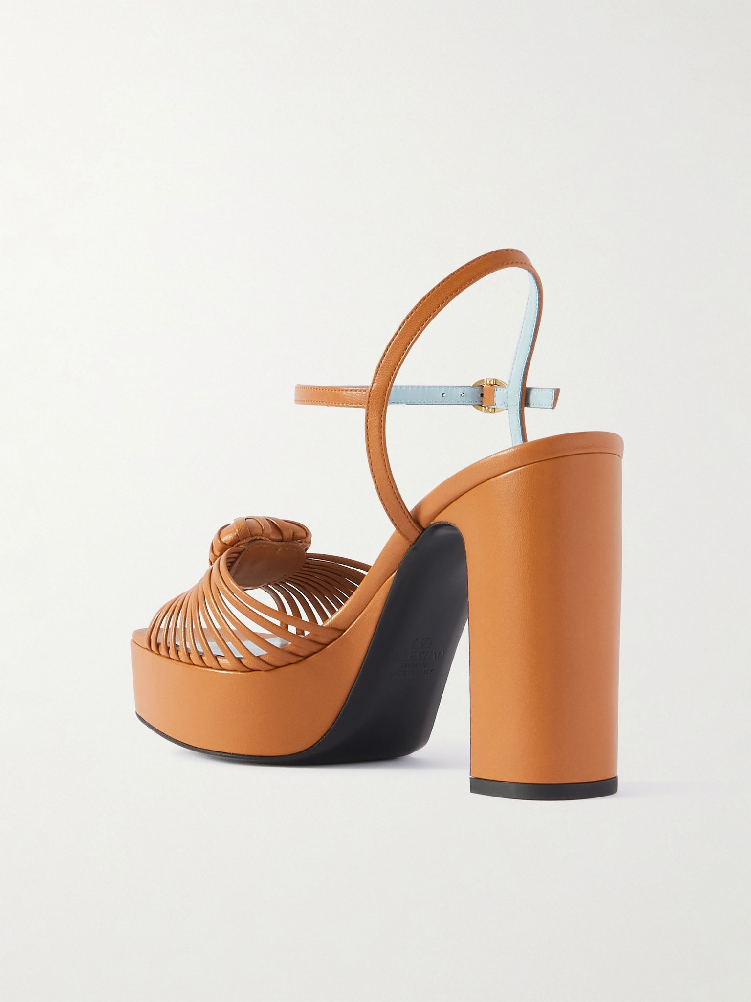 Embellished leather platform sandals Tan - 3