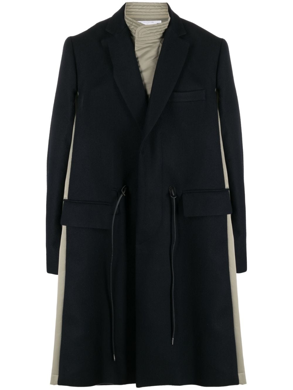 drawstring-waist wool coat - 1
