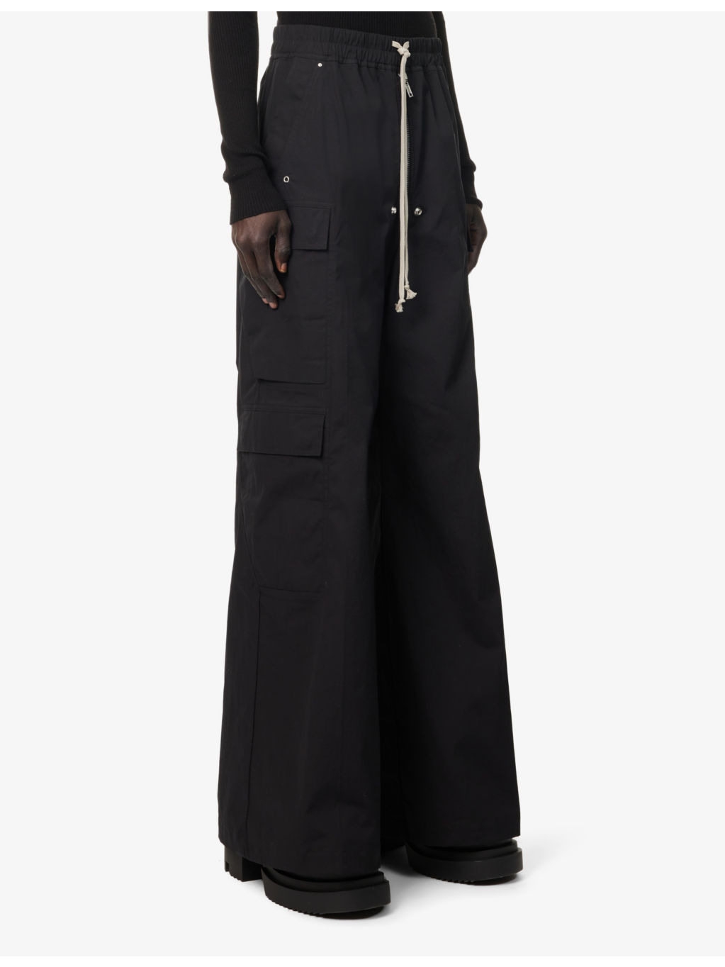 Cargobelas Multi-Pockets Wide-Leg Relaxed-Fit Stretch-Cotton Trousers - 3