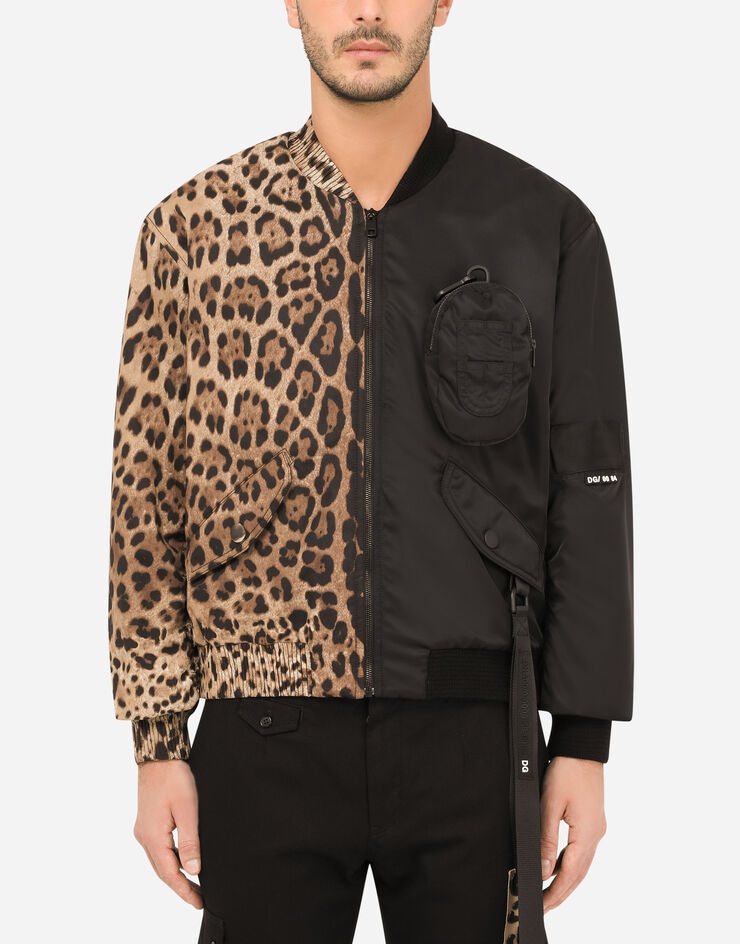 Leopard-print cotton and nylon jacket - 1