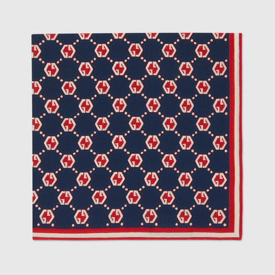 GUCCI GG hexagon print silk pocket square outlook