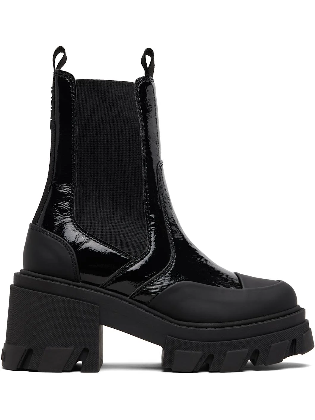 Black Cleated Heeled Mid Chelsea Boots - 1