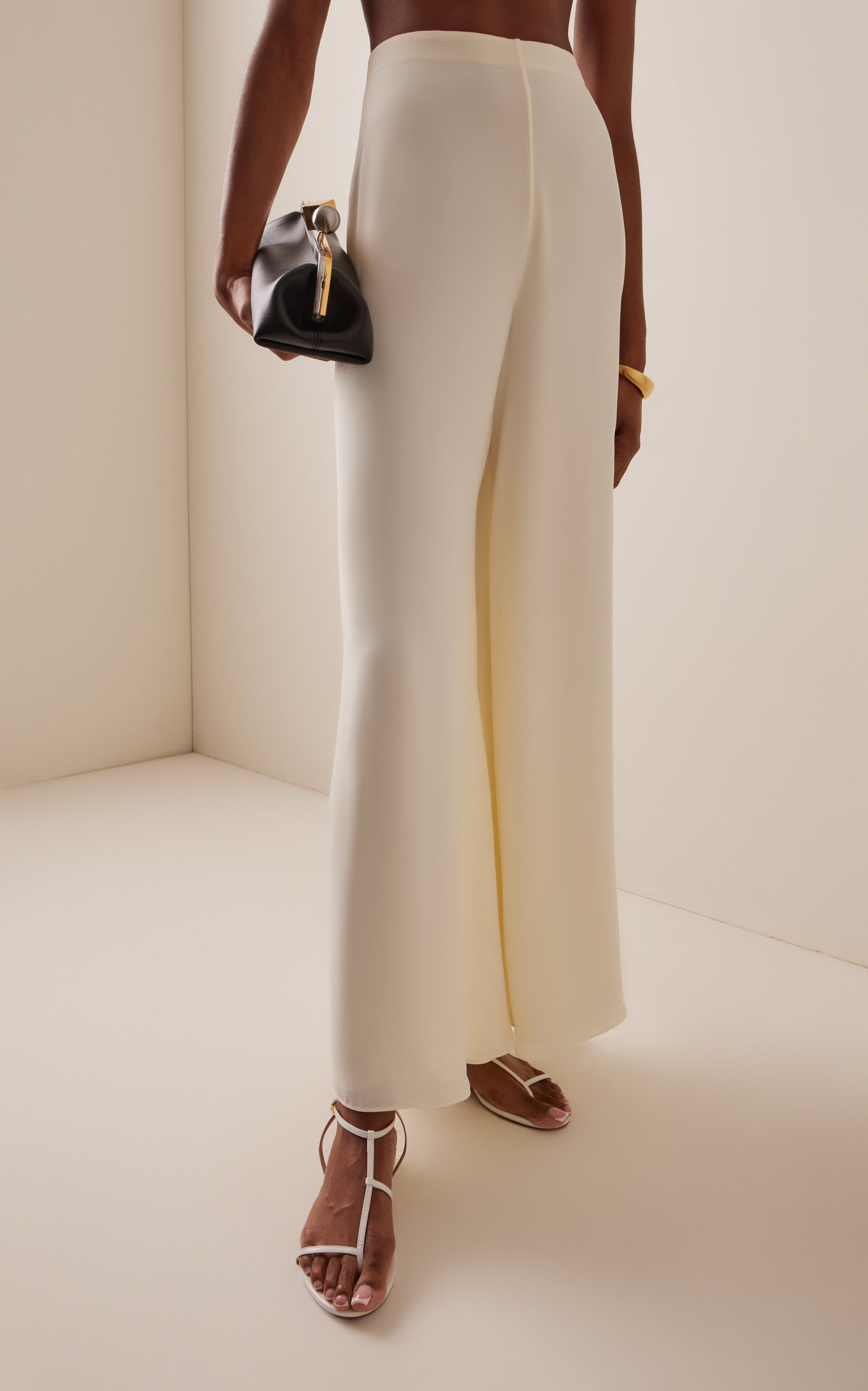 Verio Wide-Leg Crepe Pants ivory - 3