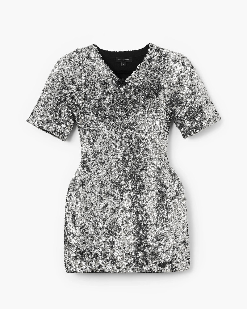 SEQUIN V-NECK KNIT DRESS 1