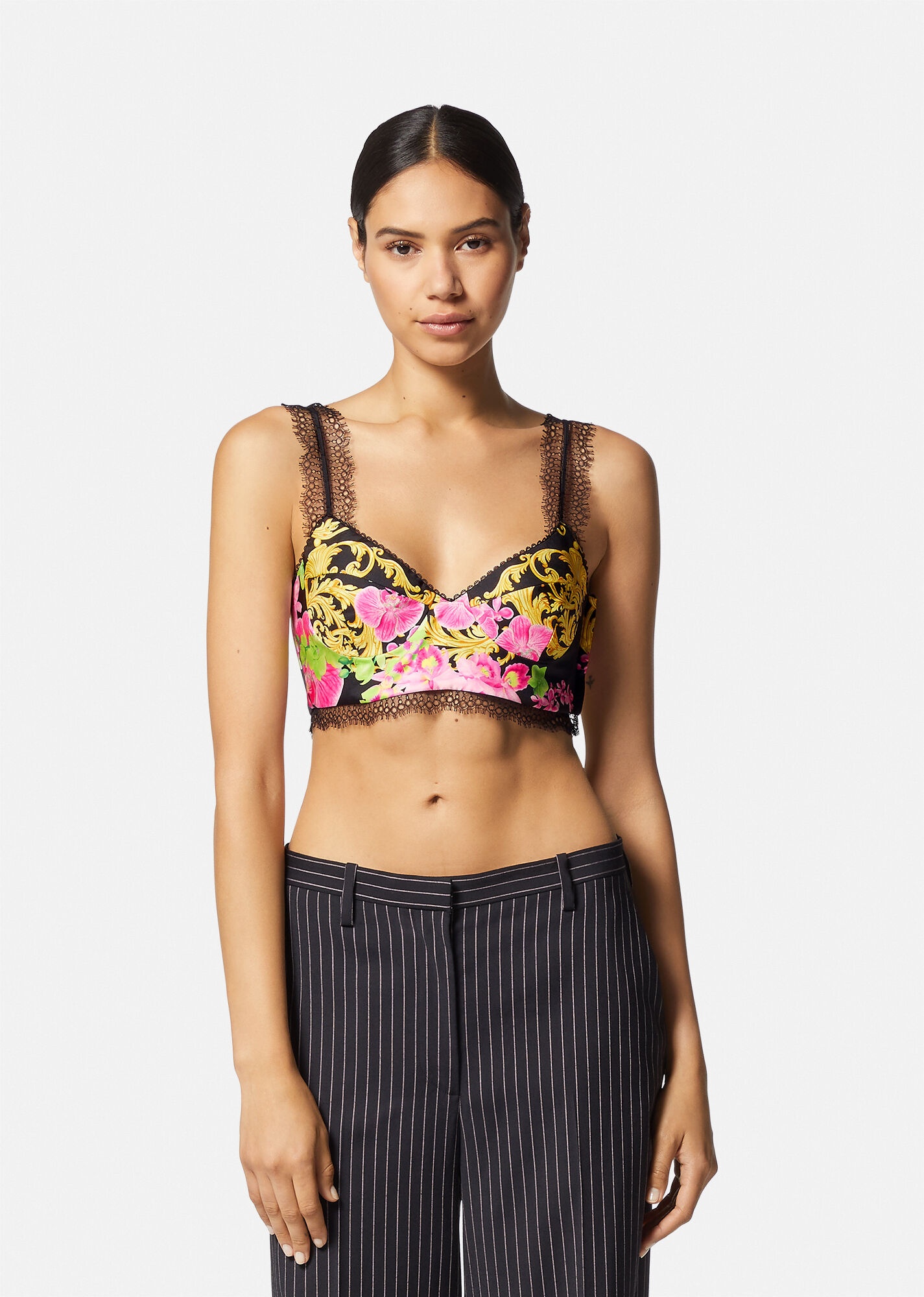 Women's Medusa Orchid Silk Bustier Top by Versace