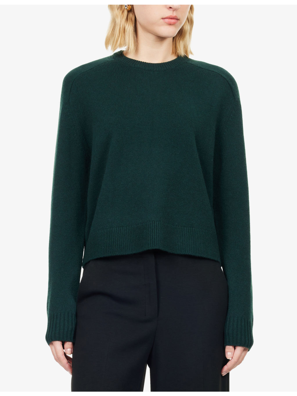 Cropped Crewneck Cashmere Jumper - 3