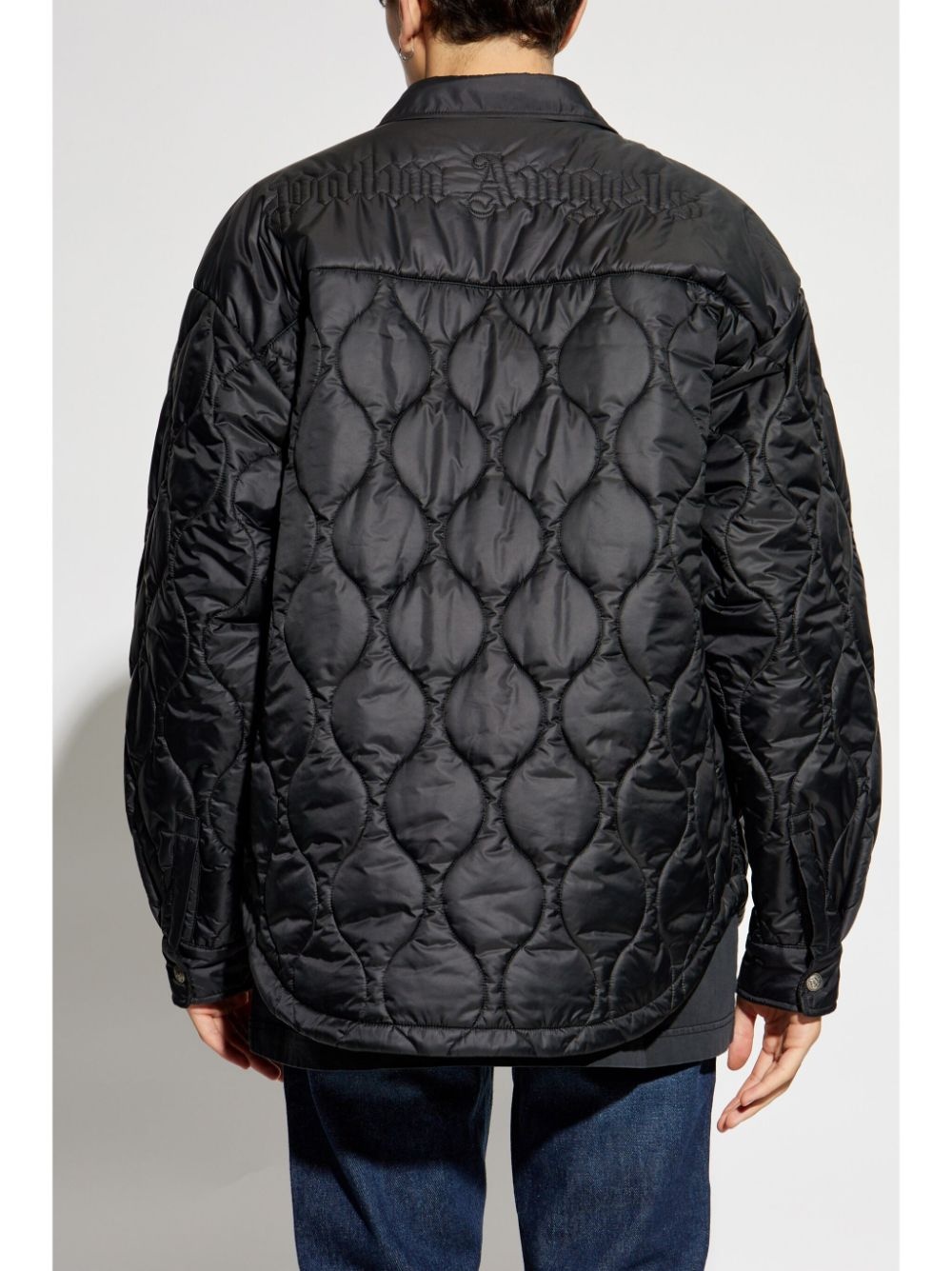 embroidered-logo quilted jacket - 4