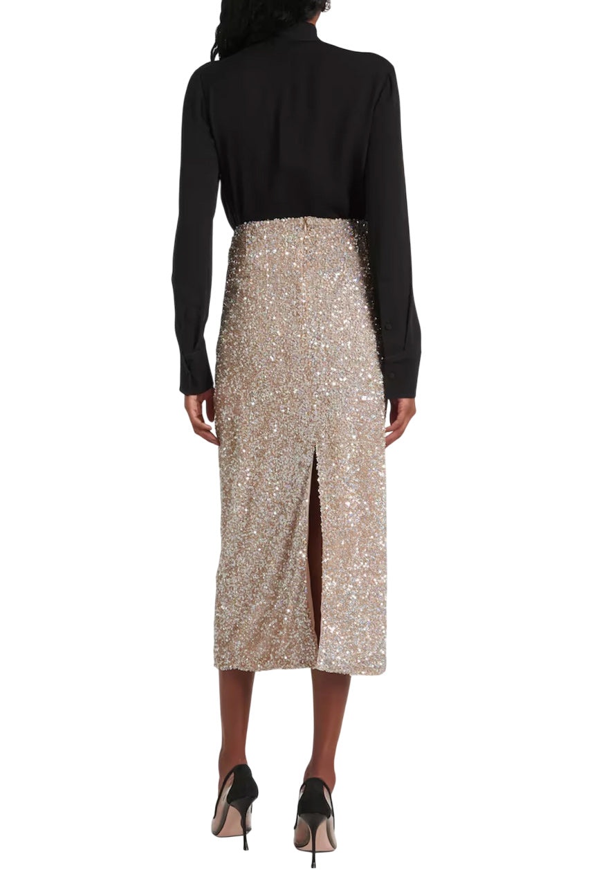 ZURI RUCHED SEQUINED MIDI SKIRT - 3