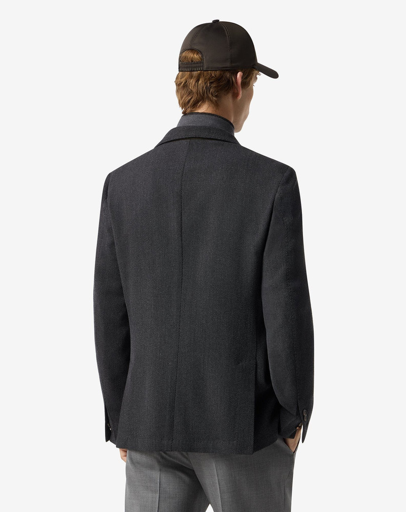 Anthracite grey stretch cashmere wool cover jacket with detachable vest 3
