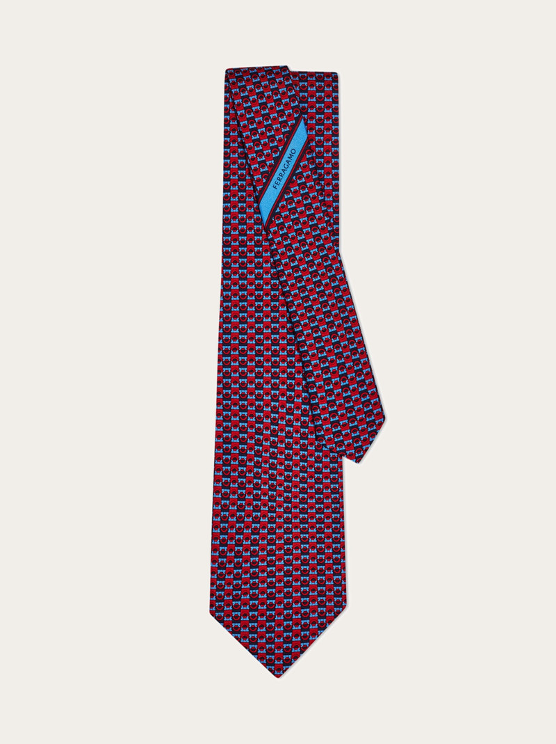 Gancini bicolor print silk tie 3