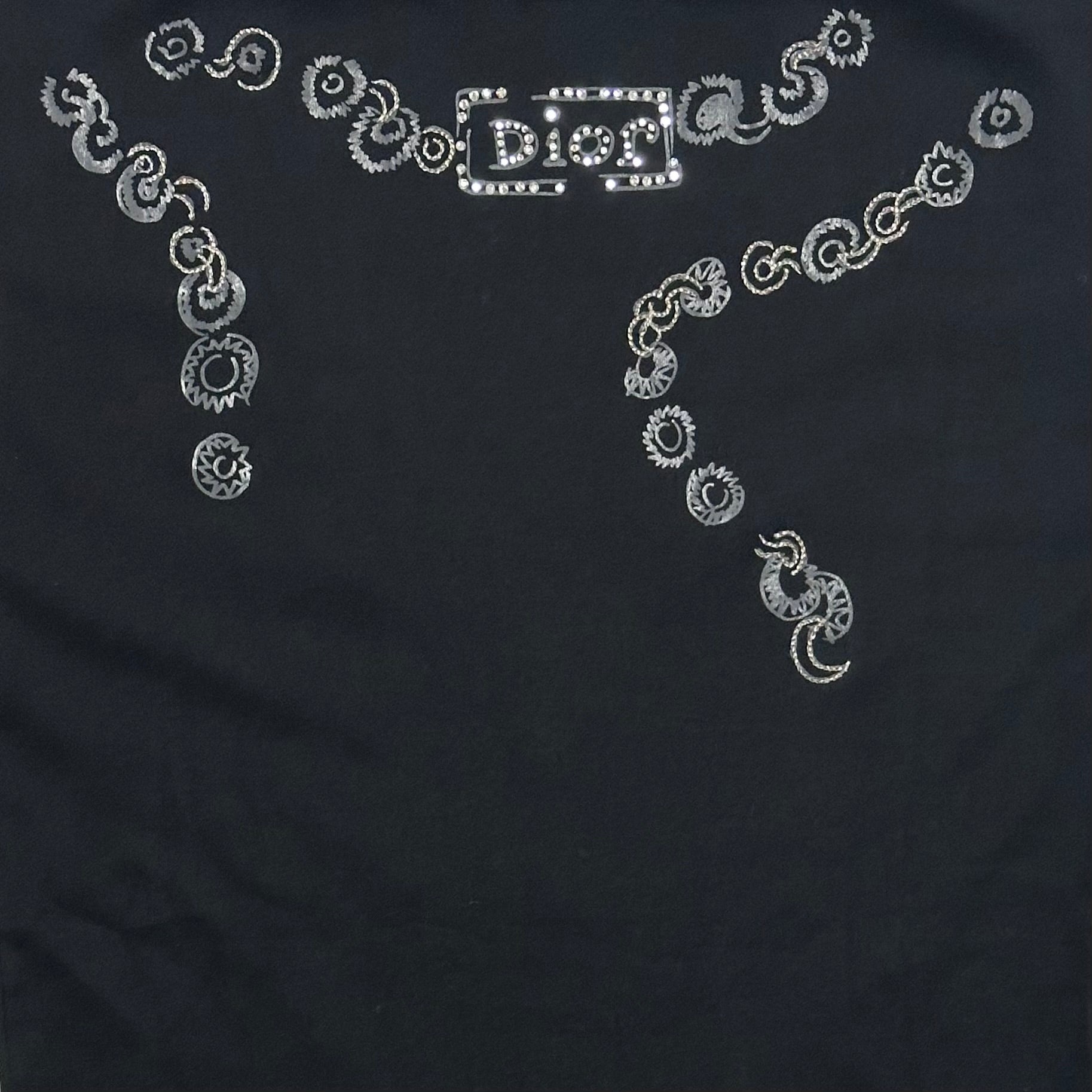 CHRISTIAN DIOR Fall Winter 2004 Couture Embellished Necklace Detail V-neck T-Shirt - 4