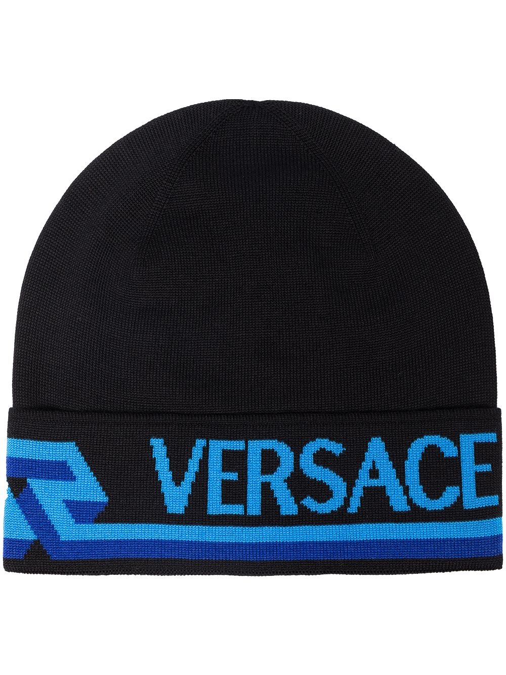 Greca-motif knitted beanie - 1