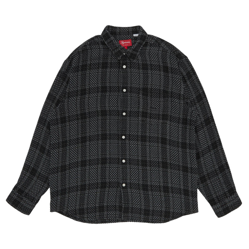 Supreme Basket Weave Plaid Shirt 'Black' - 1